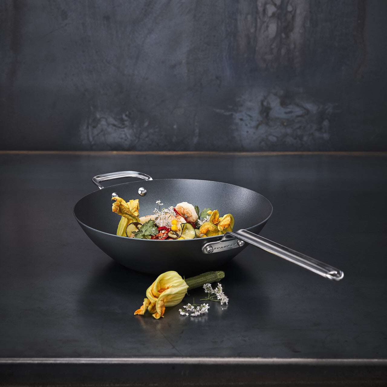 Scanpan 30cm Black Iron Carbon Steel Wok