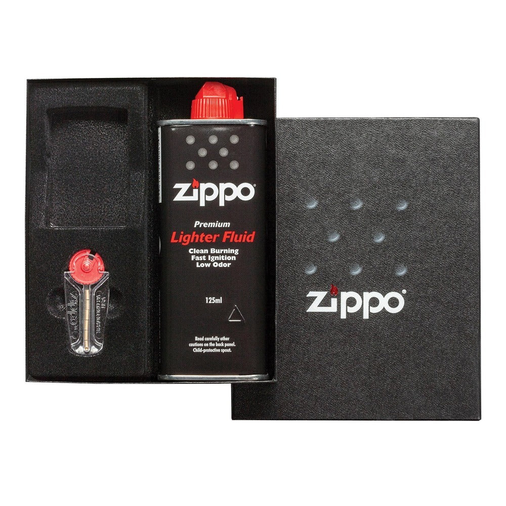 Zippo Black Ice Lighter With Fluid And Flints Gift Pack