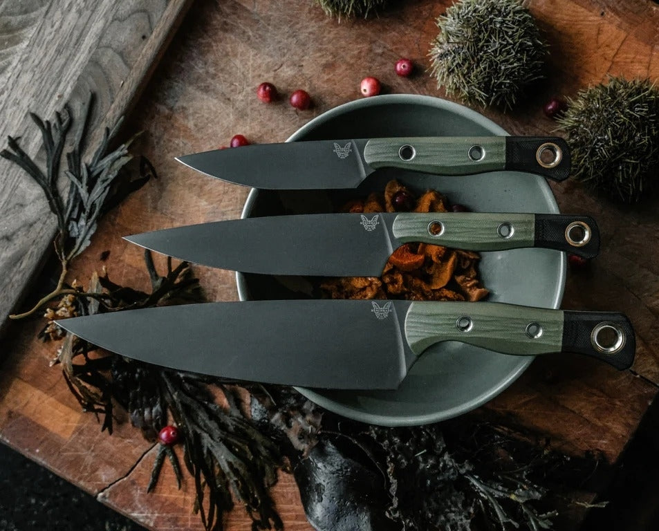 Benchmade B4000BK-01 3-Piece Cutlery Fixed Blade Set, Black DLC, OD/BK G10
