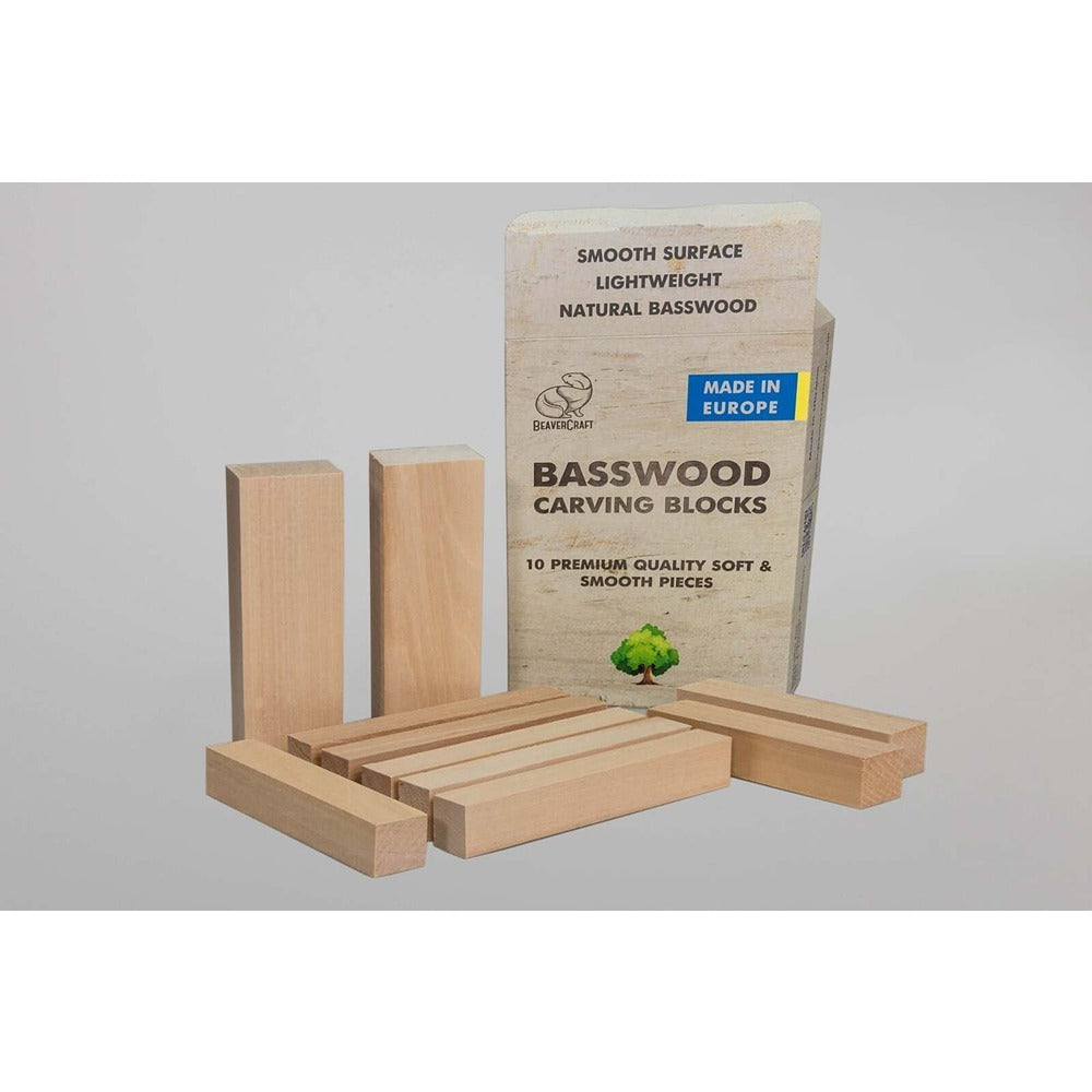 Beaver Craft BW10 - Set Of Basswood Carving Blocks 10 Pcs