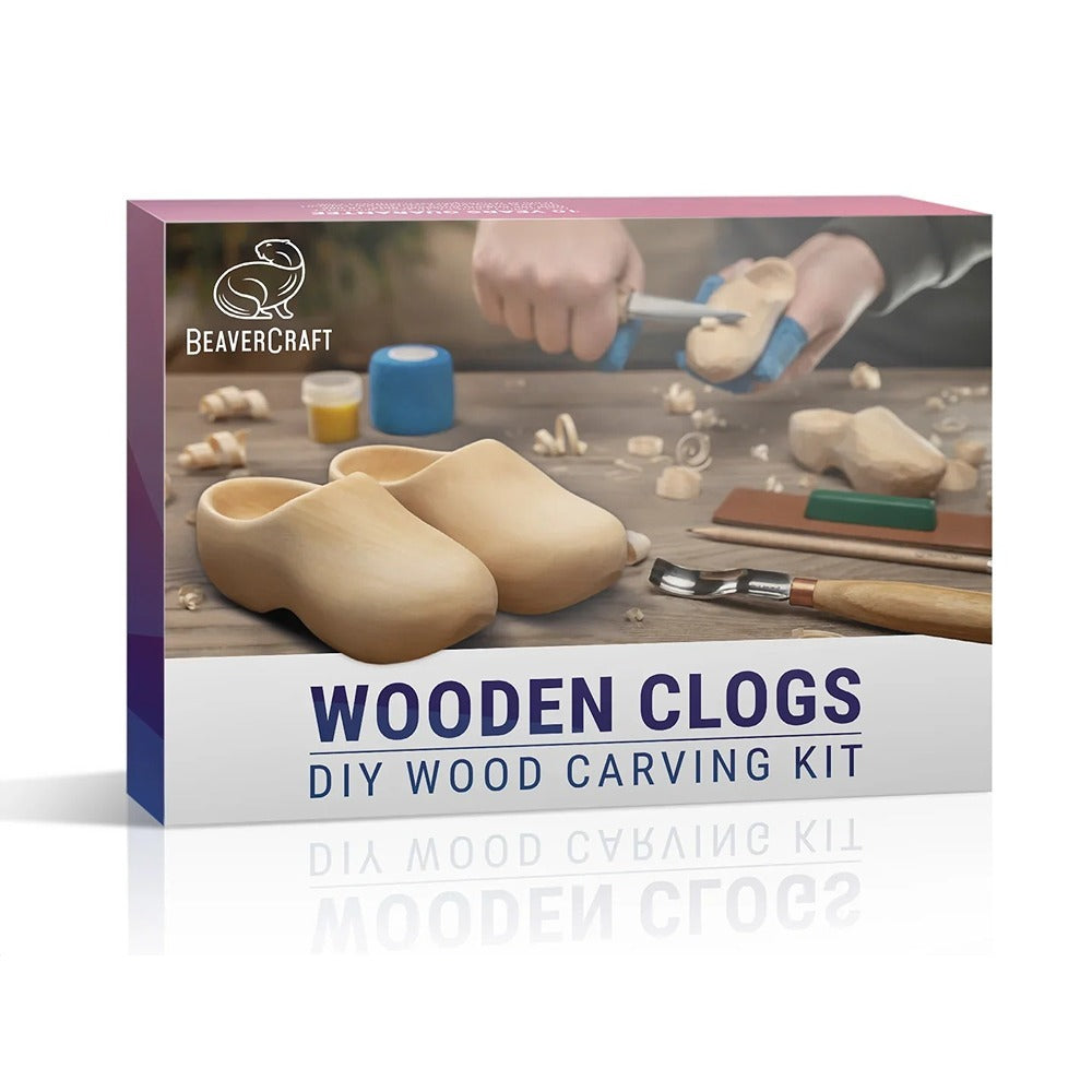 Beaver Craft DIY10 Wooden Clogs Carving Kit