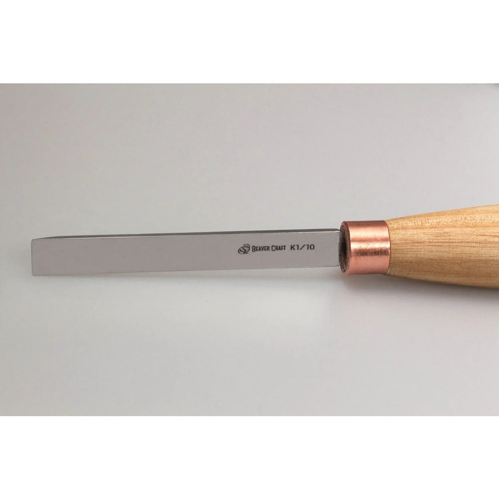 Beaver Craft K1-10 Compact Straight Flat Single Bevel Chisel (Sweep #1), Ashwood