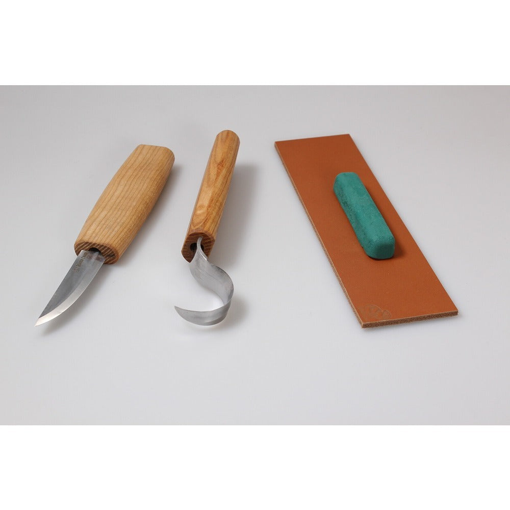 Beaver Craft S01 Spoon Carving Set - 2 Knives, Strop, Polishing Compound