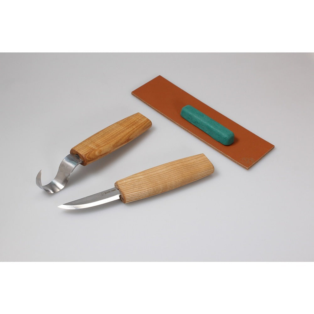 Beaver Craft S01 Spoon Carving Set - 2 Knives, Strop, Polishing Compound