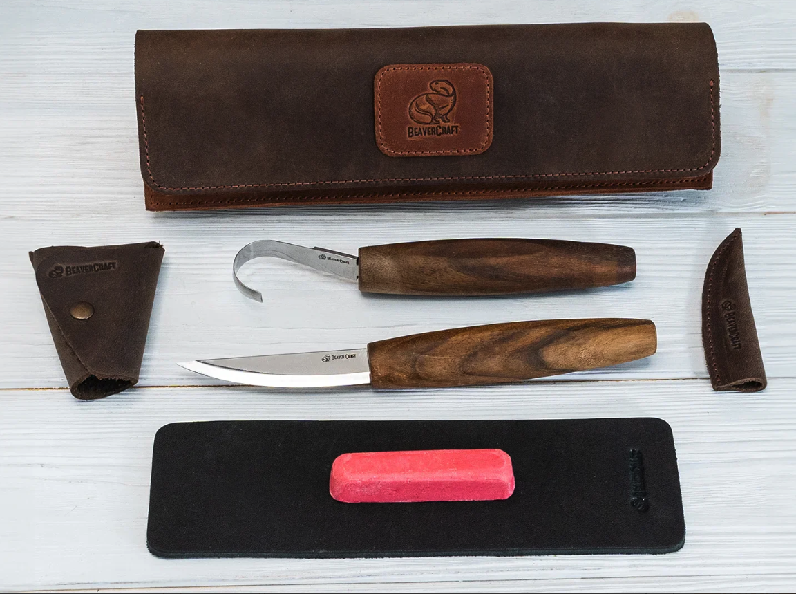 Beaver Craft BCS01XBROWN Knife Carving Set