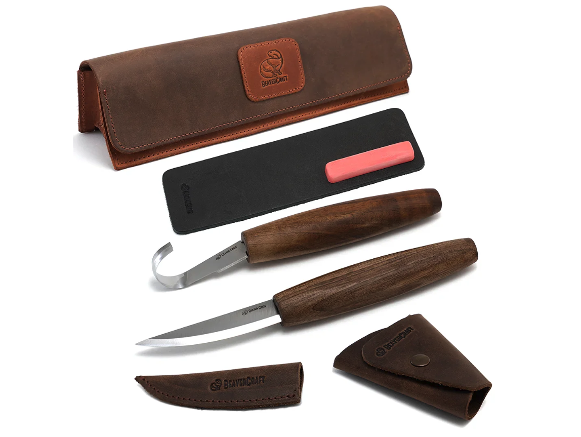 Beaver Craft BCS01XBROWN Knife Carving Set