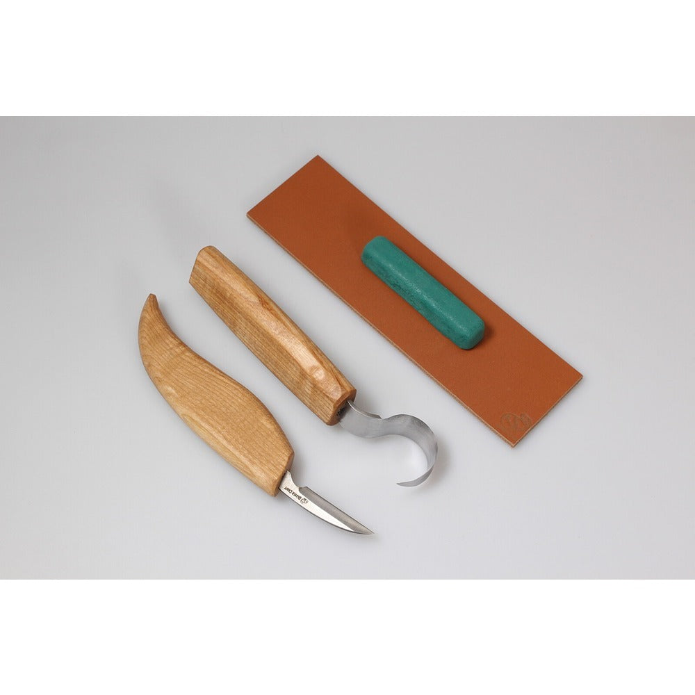 Beaver Craft S02 Spoon Carving Set - 2 Knives, Strop, Polishing Compound