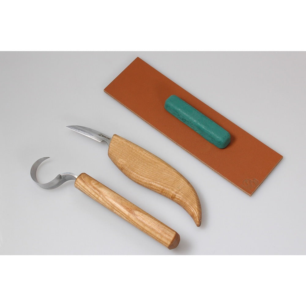 Beaver Craft S02L Spoon Carving Set (Left Handed) - 2 Knives, Strop, Polishing Compound