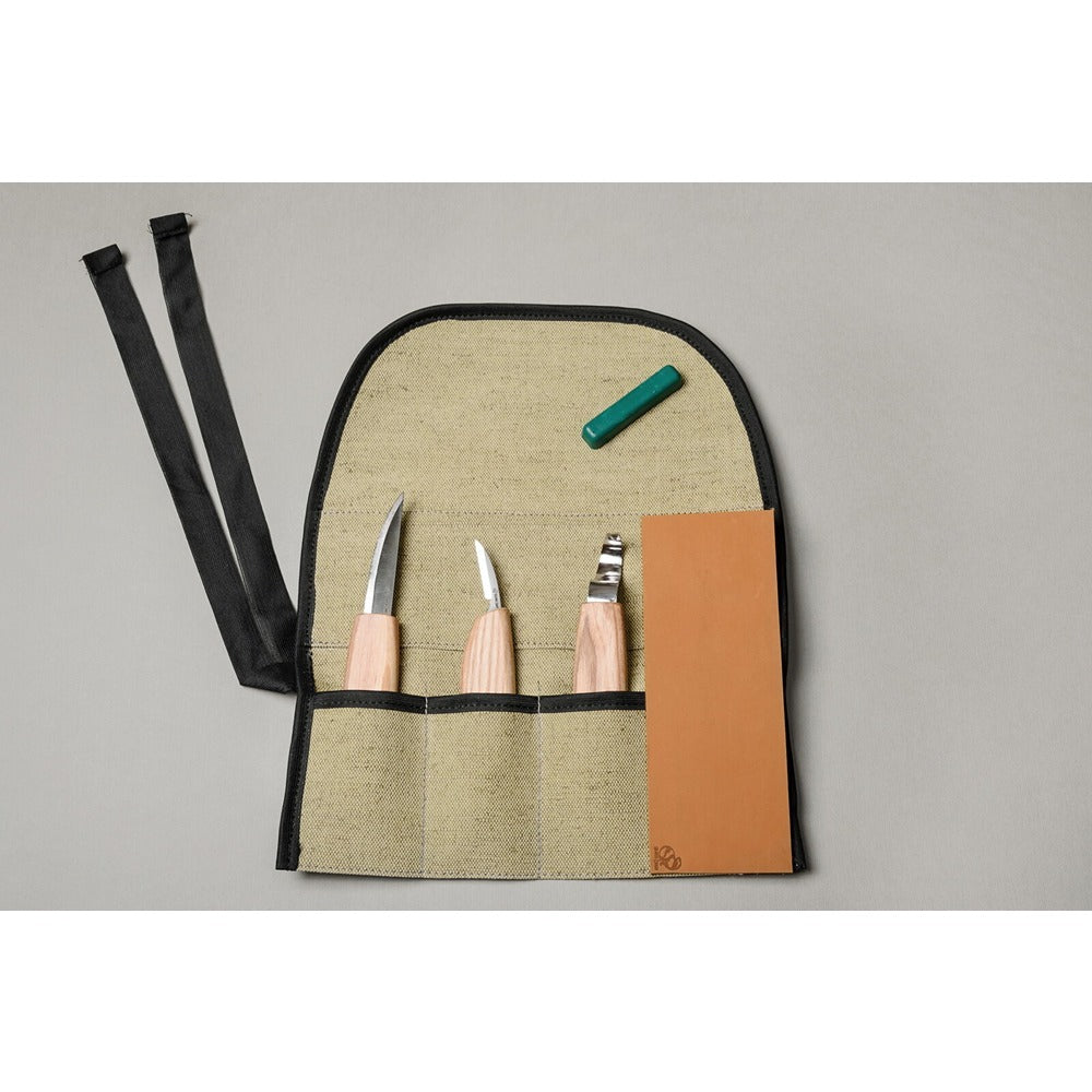 Beaver Craft S13 Spoon Carving Set - 3 Knives, Roll + Accessories