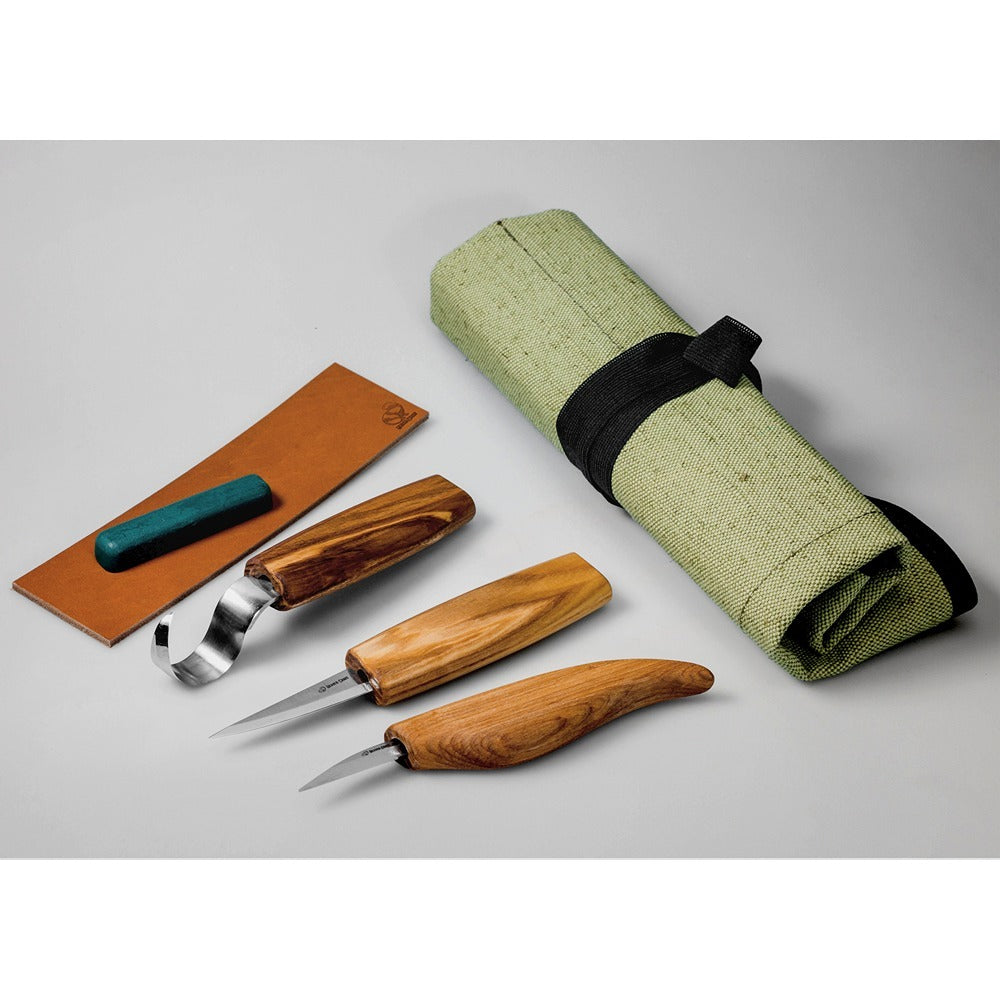 Beaver Craft S17 Spoon And Whittle Carving Set - 3 Knives, Roll + Accessories