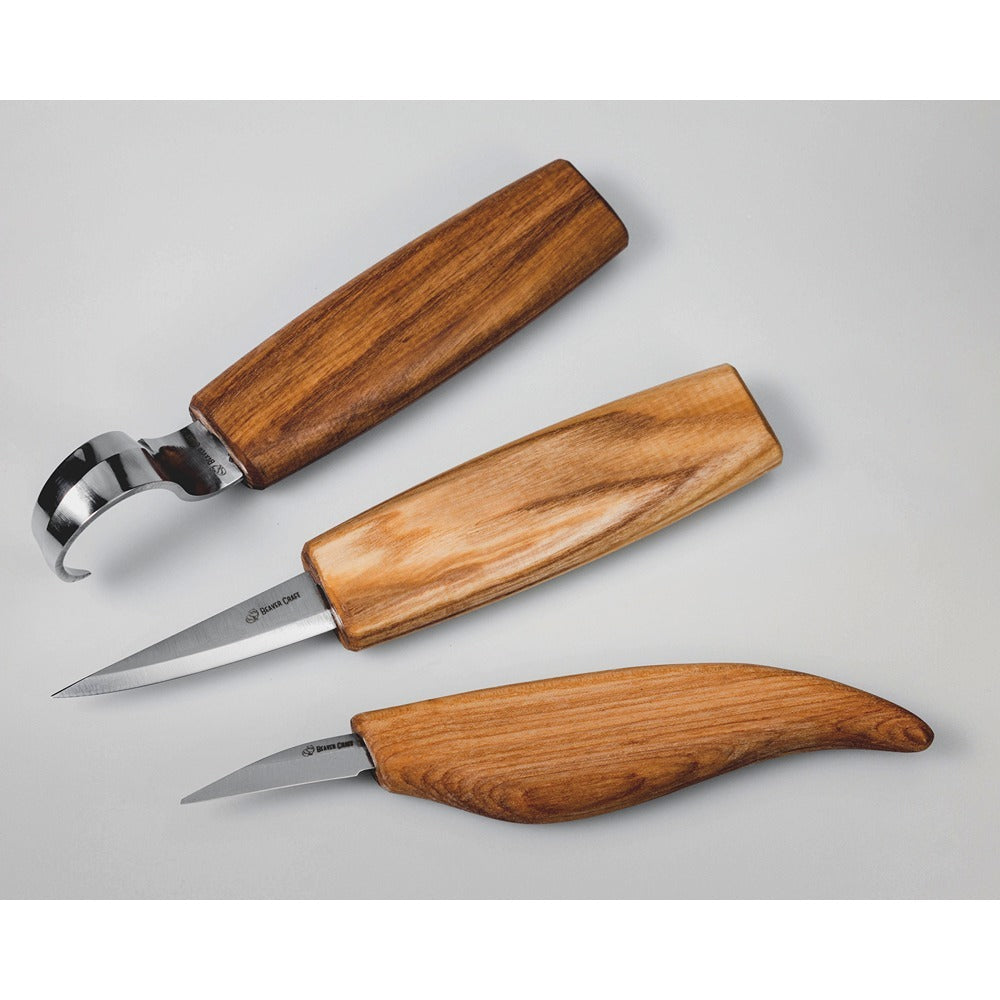 Beaver Craft S17L Spoon And Whittle Carving Set (Left Handed) - 3 Knives, Roll + Accessories
