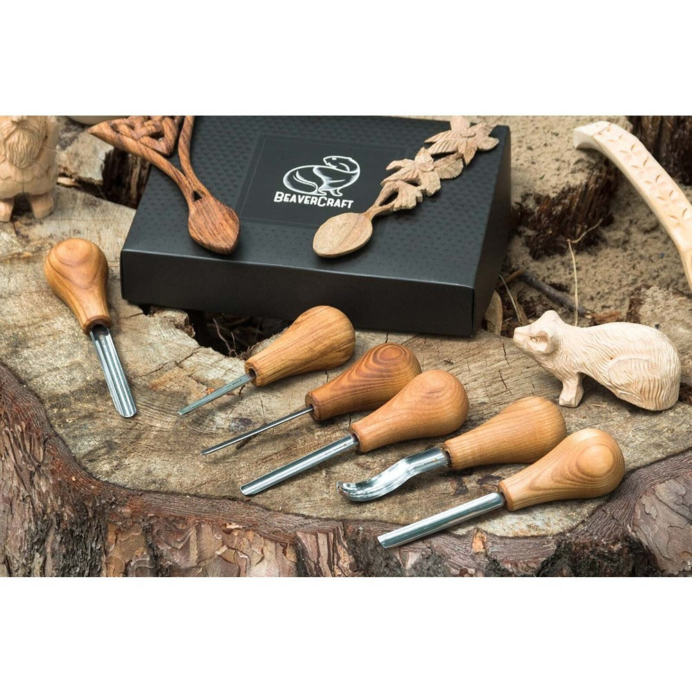 Beaver Craft SC05 Woodcarving Palm Chisel Set