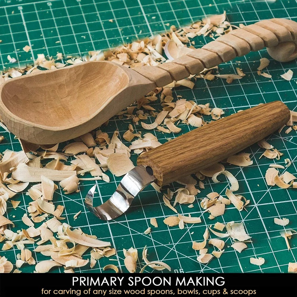 Beaver Craft SK1Oak Hook Spoon Carving Knife 25 mm, Oak Handle