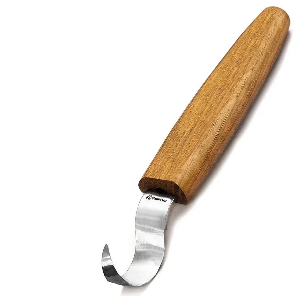 Beaver Craft SK1Oak Hook Spoon Carving Knife 25 mm, Oak Handle