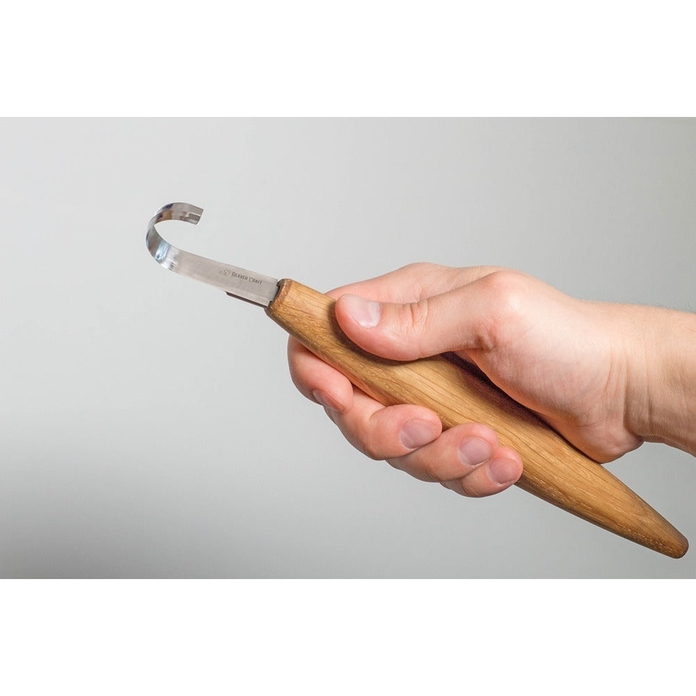 Beaver Craft Sk5S Spoon Carving Knife - Deep Cut - Oak Handle