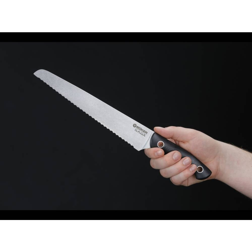Boker Saga 23cm Bread Knife, G10, Stonewash