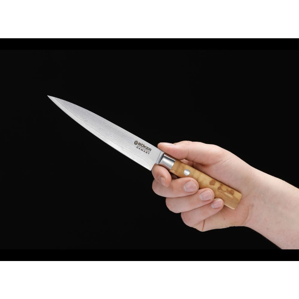 Boker Damascus Olivewood 15 Cm Utility Knife