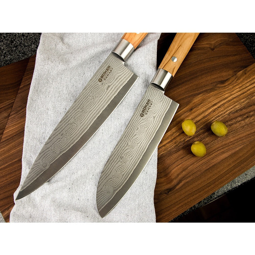 Boker Damascus Olivewood 15 Cm Chefs Knife