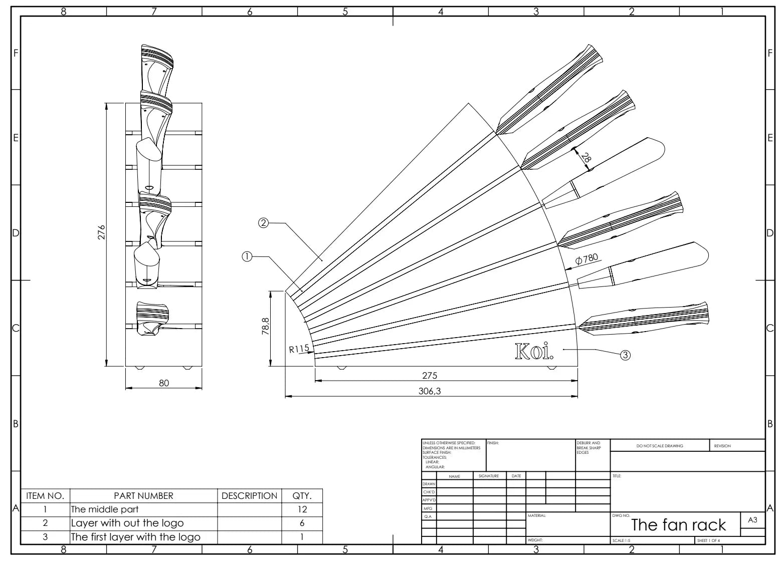 Fan Rack | "Dark" Knife Rack