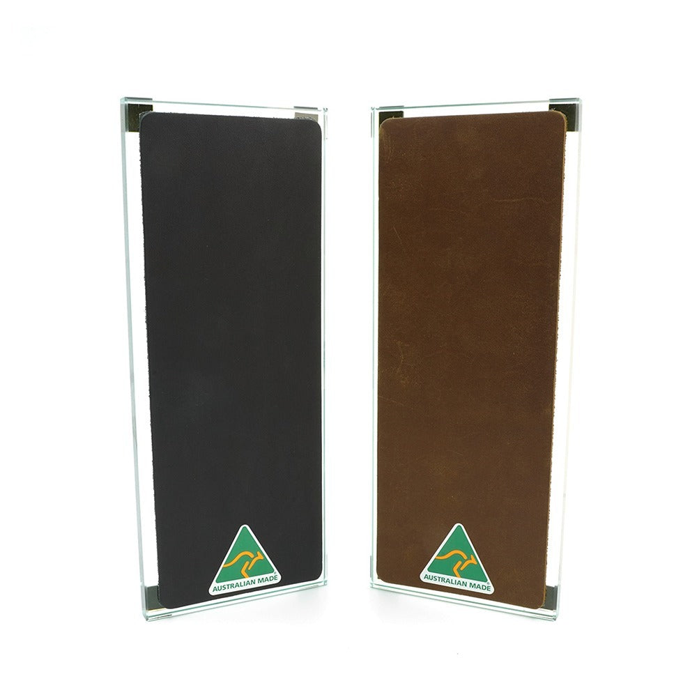 Premium Glass Single Sided Strop - Black Cow Leather