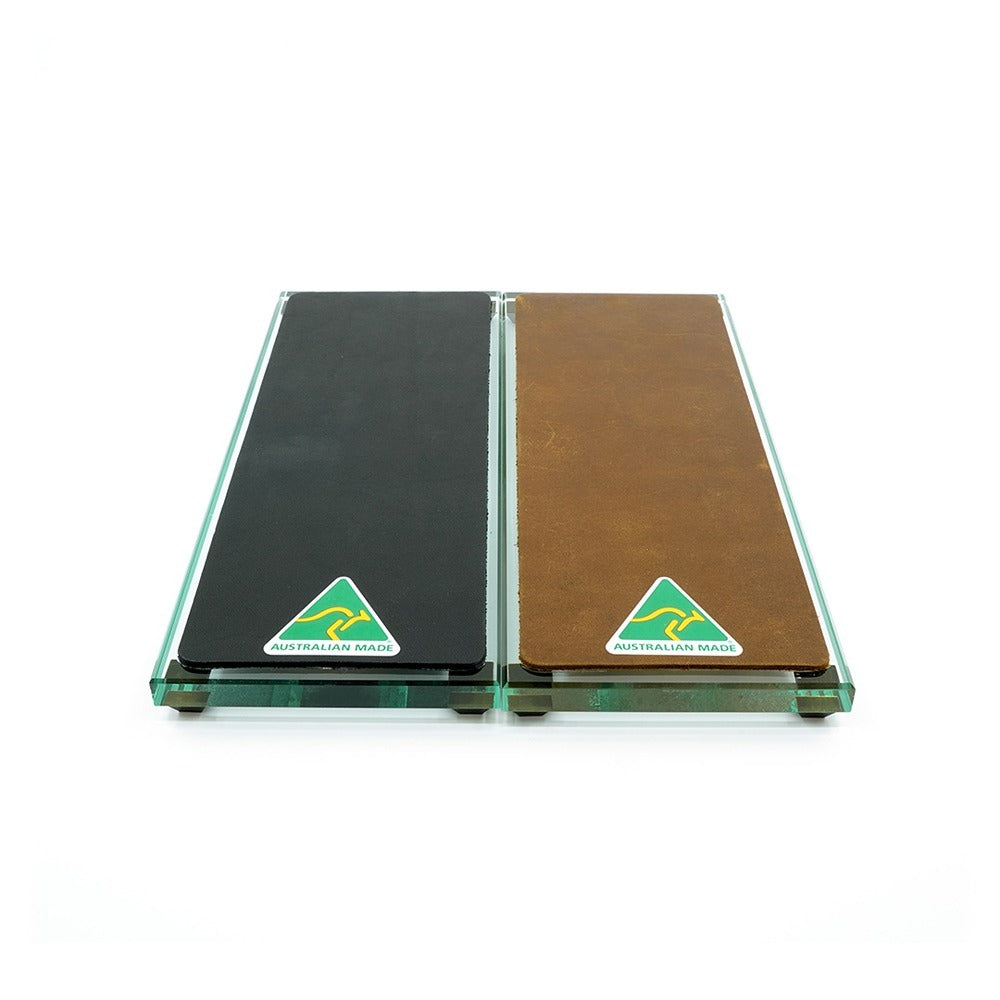 Premium Glass Single Sided Strop - Black Cow Leather