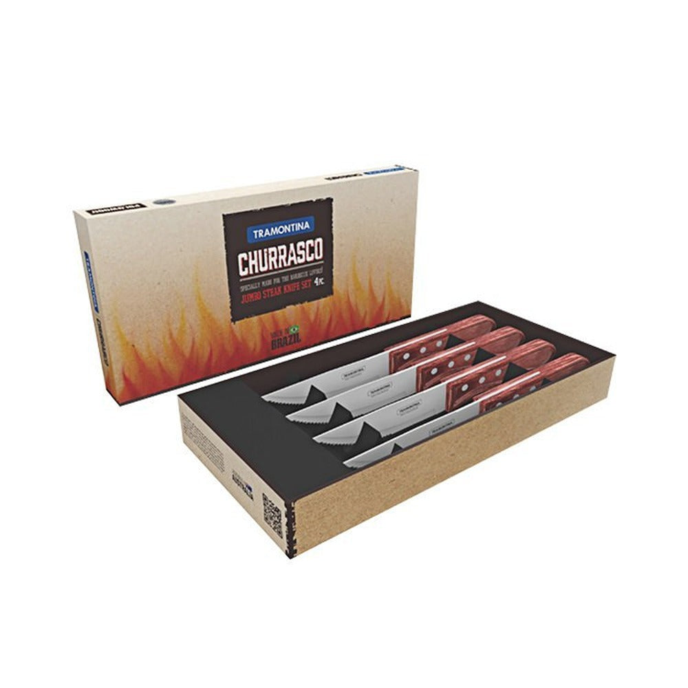 Tramontina Jumbo Steak Knives Set 4 - Red Polywood Handles