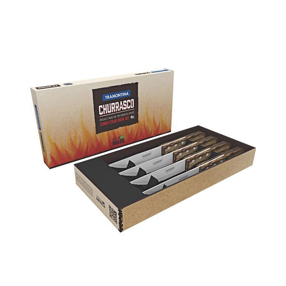 Tramontina Jumbo Steak Knives Set 4 - Brown Polywood Handles