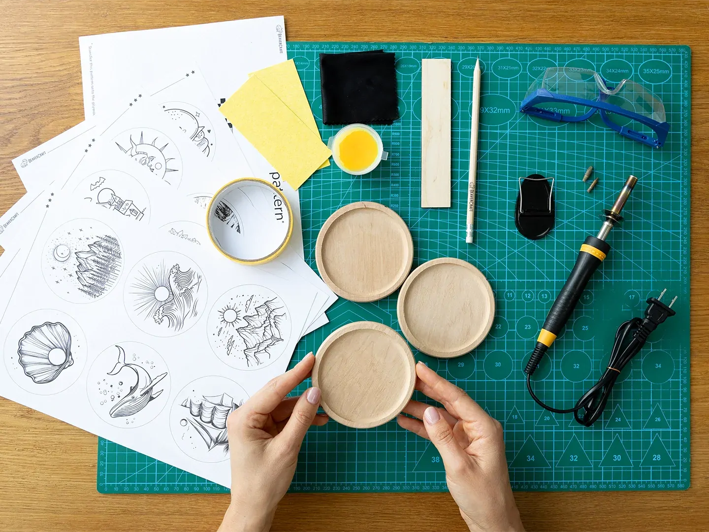 Wooden Coaster DIY Pyrography Kit