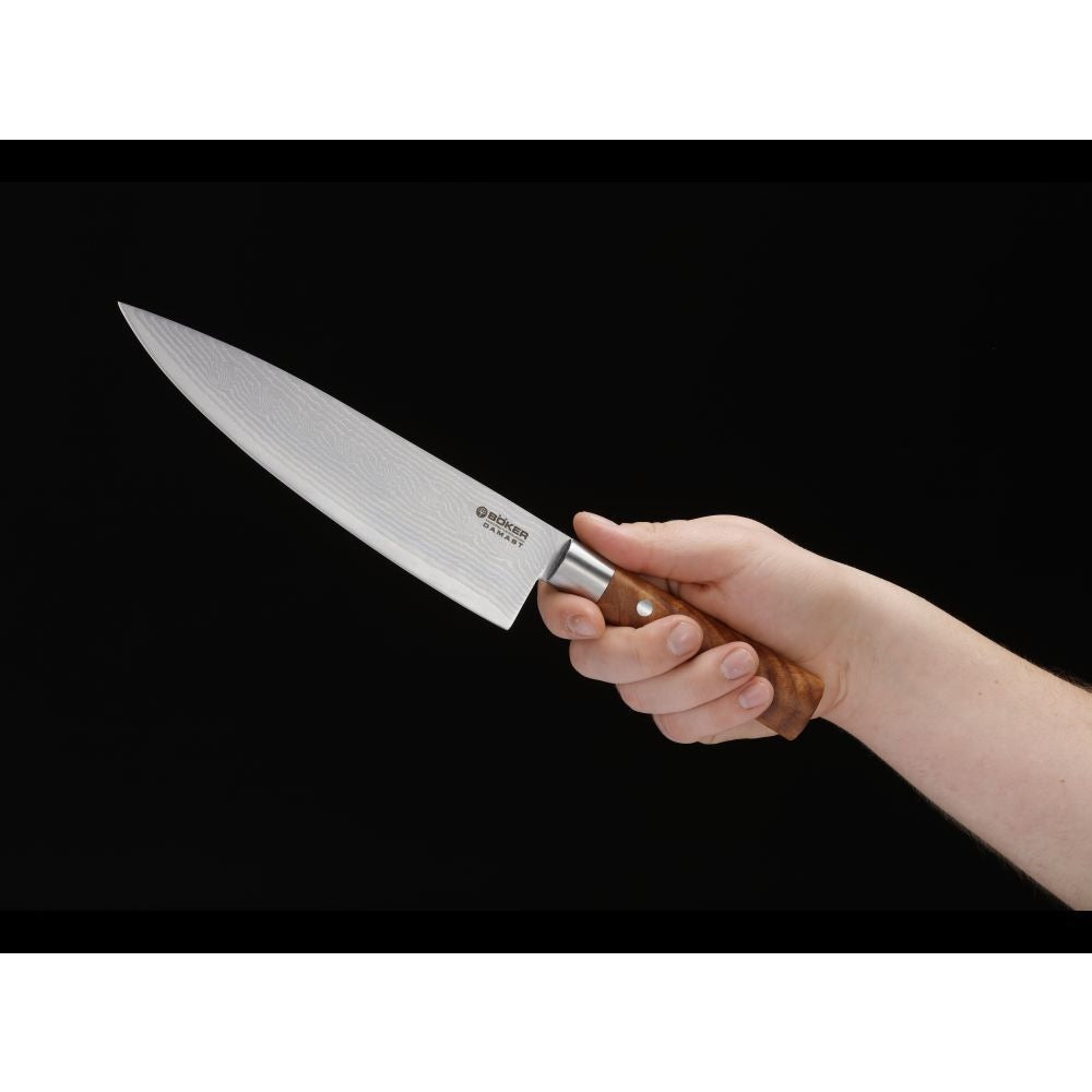 Boker Damascus Olivewood 21 Cm Chefs Knife