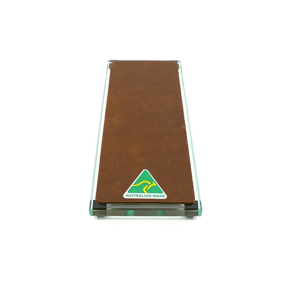 Premium Glass Single Sided Strop - Brown Cow Leather