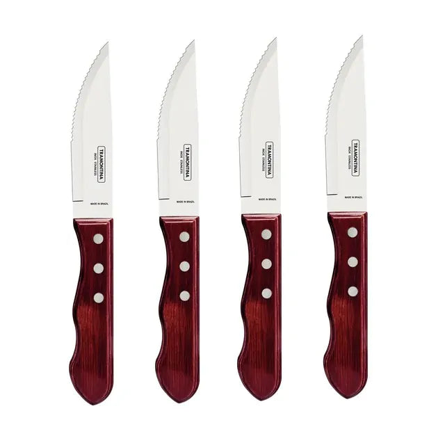 Tramontina  Jumbo Steak Knives Set 4 - RED Polywood Handles