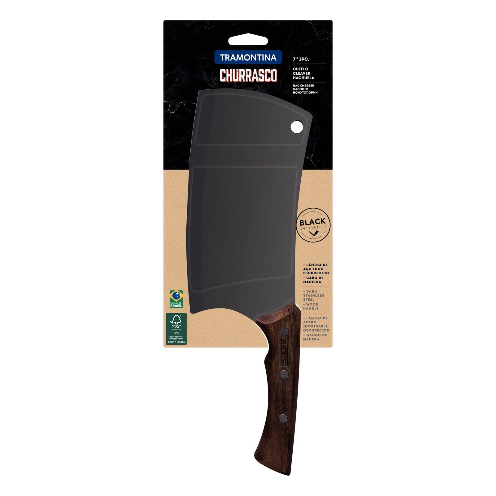 TRAMONTINA CHURRASCO BLACK COLLECTION MEAT CLEAVER, 7
