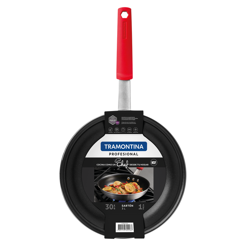 PROFESSIONAL ALUMINUM NONSTICK RESTAURANT FRY PAN 30CM - RED HANDLE