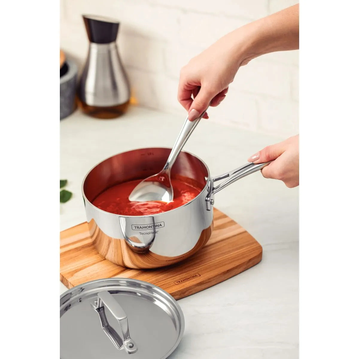 GRANO 4PC TRIPLY CLAD COOKWARE SET STAINLESS STEEL LIDS