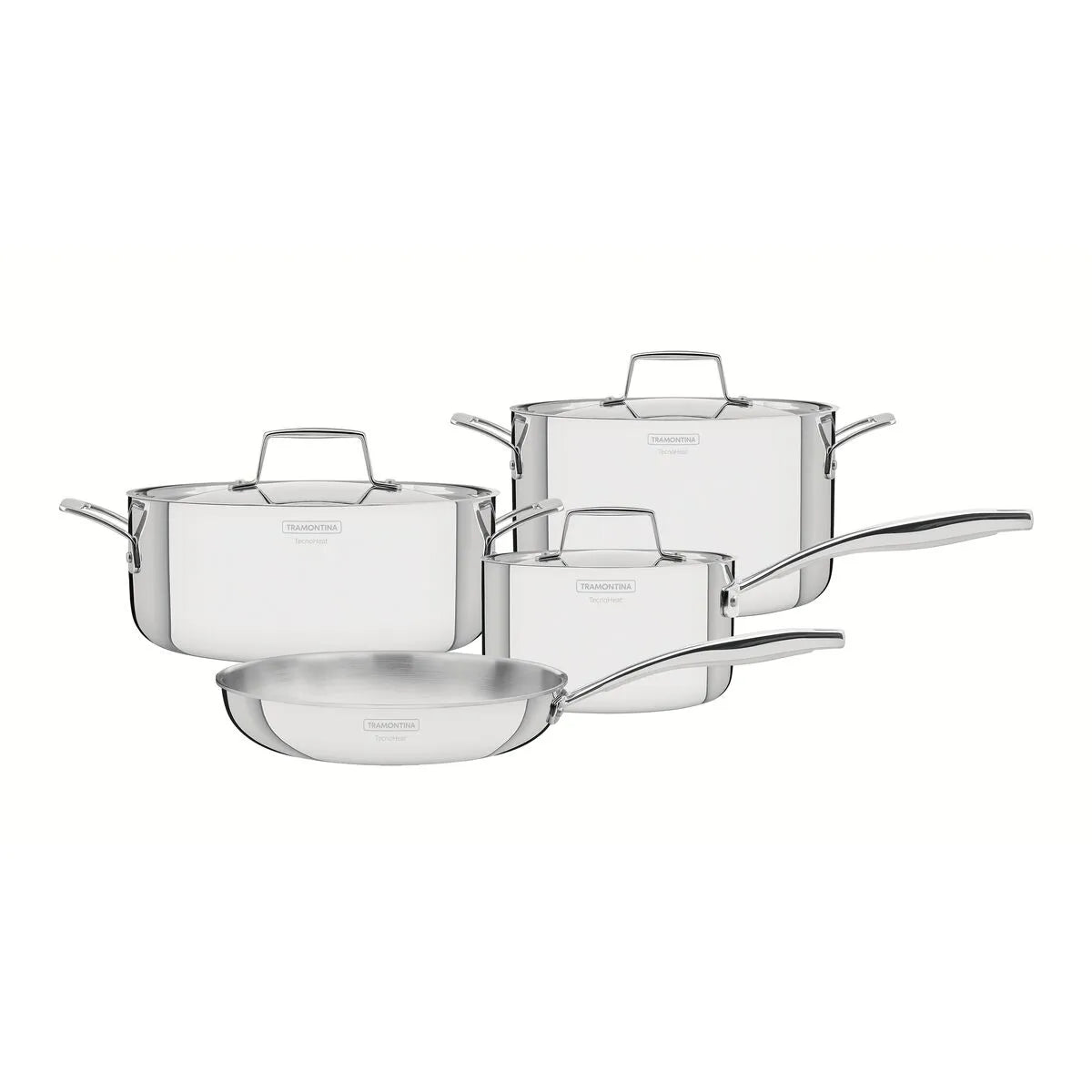 GRANO 4PC TRIPLY CLAD COOKWARE SET STAINLESS STEEL LIDS
