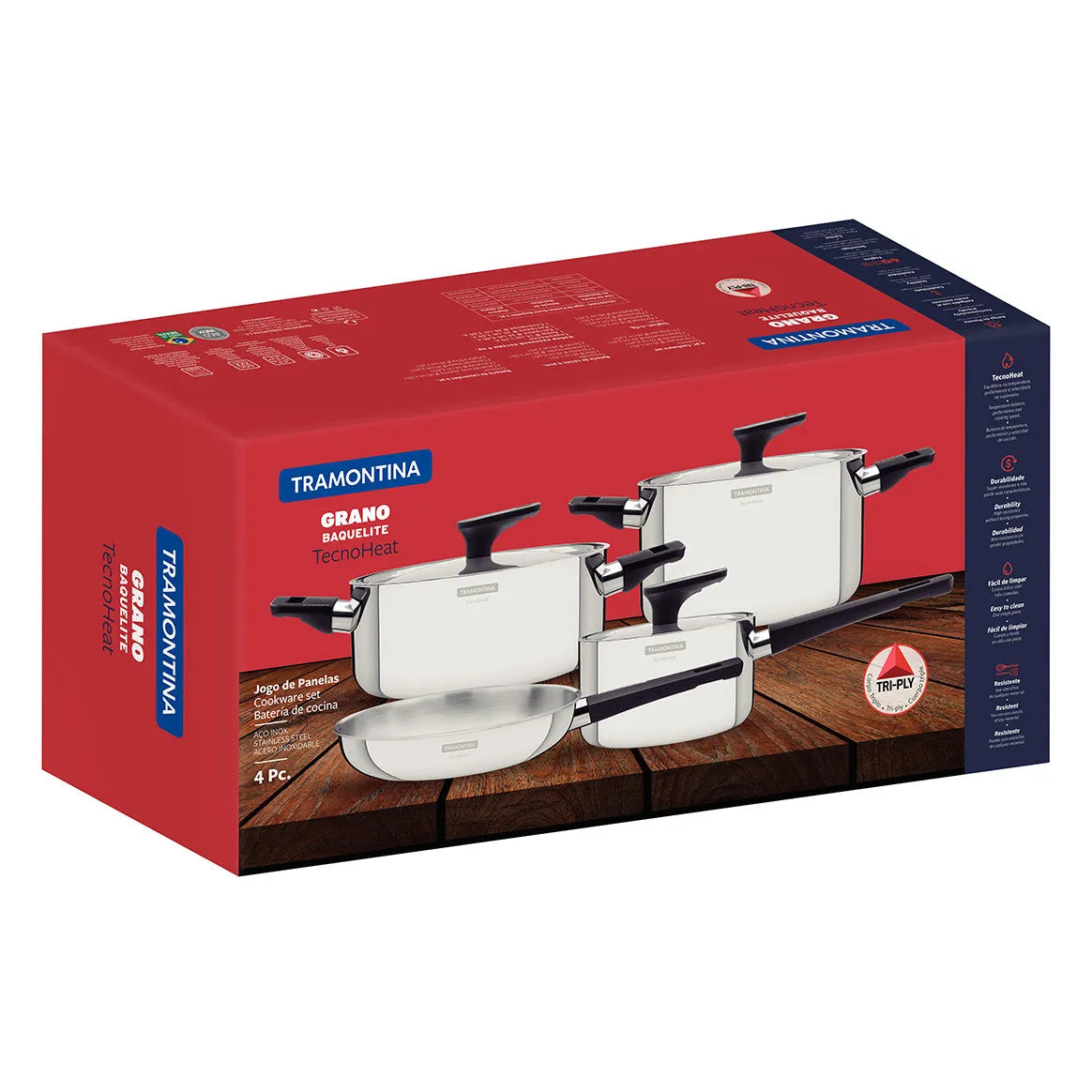 GRANO 4PC TRIPLY CLAD COOKWARE SET BAKELITE HANDLES